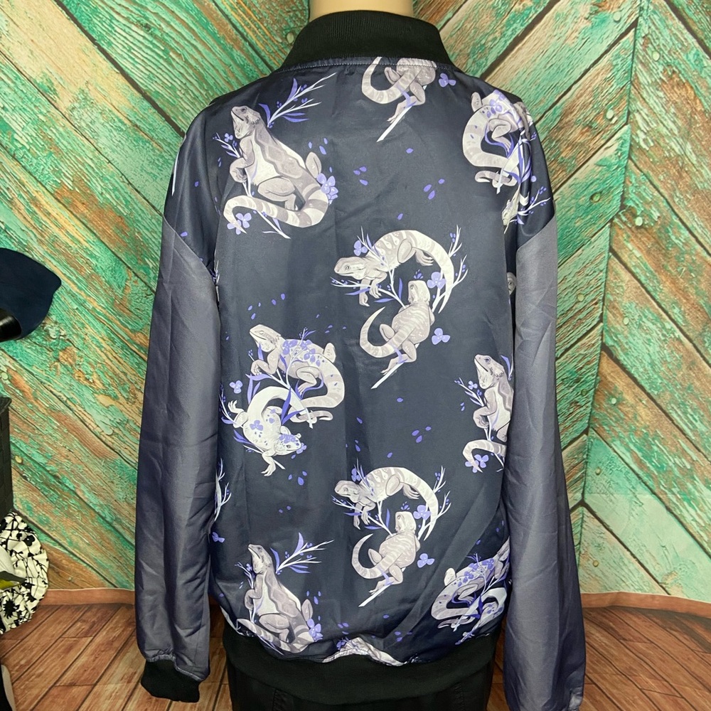 Morning Witch Salamander Lizard Gecko Polyester Lightweight Bomber Jacket - Picture 6 of 7